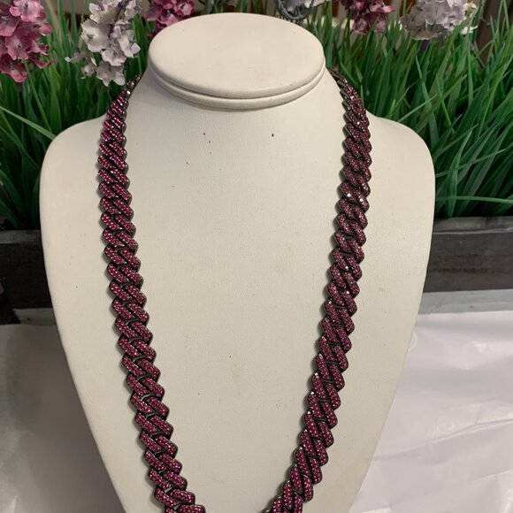 PURPLE CUBAN NECKLACE - Picture 1 of 7
